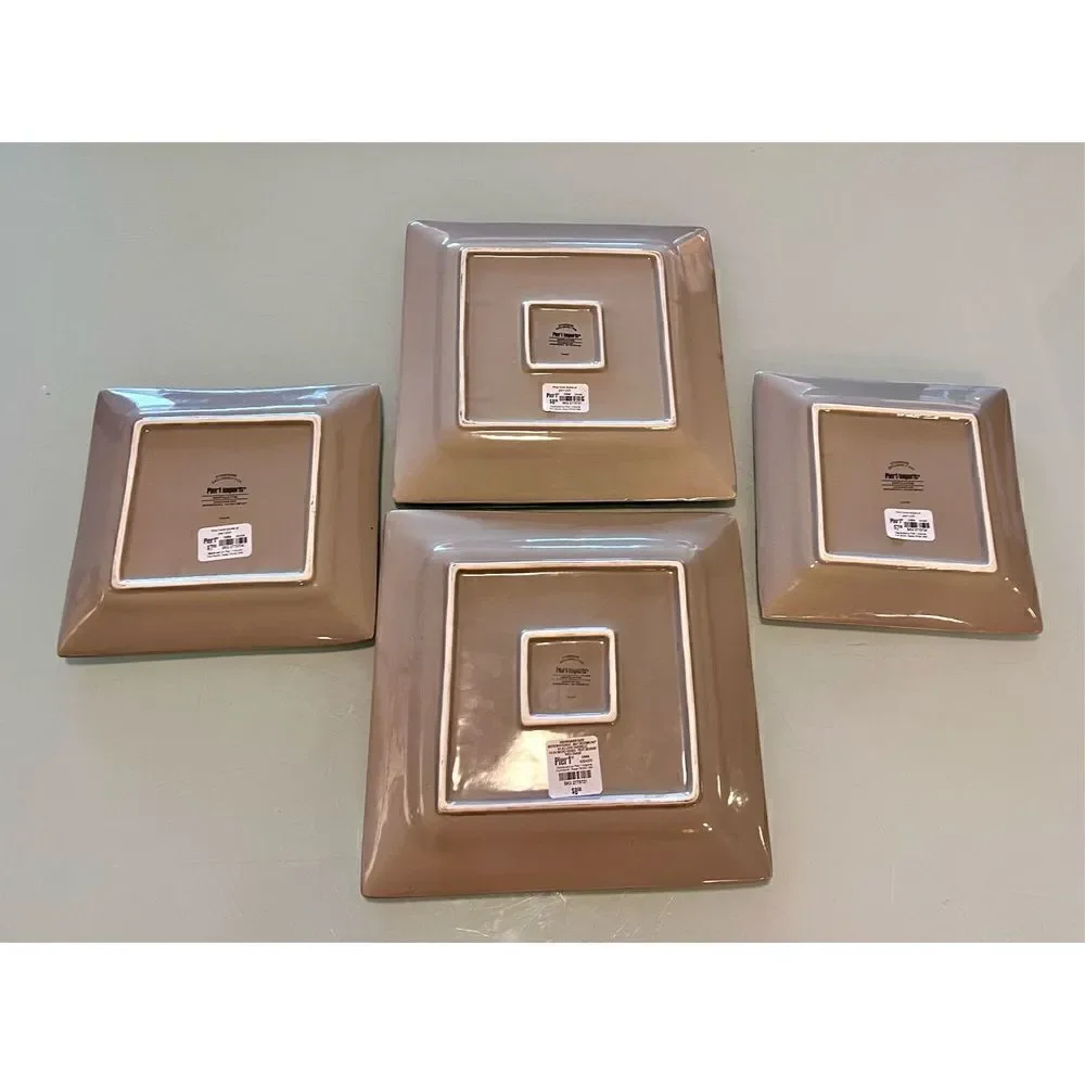 Pier 1 Martillo Fog Square 2 Dinner Plate & 2 Salad Plates NOS Set of 4 Disconti